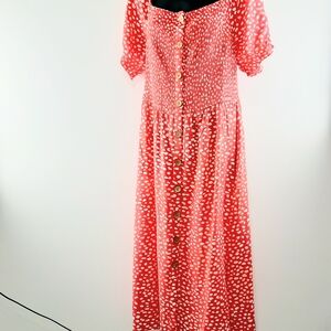 ❤️ Roxy Red and White Polka Dot Maxi Dress
